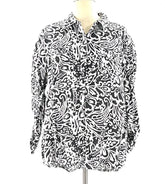 Shirt Size 16 Long Sleeve Or Button Up Sleeve Black And White By Charter Club - TheRealThreads